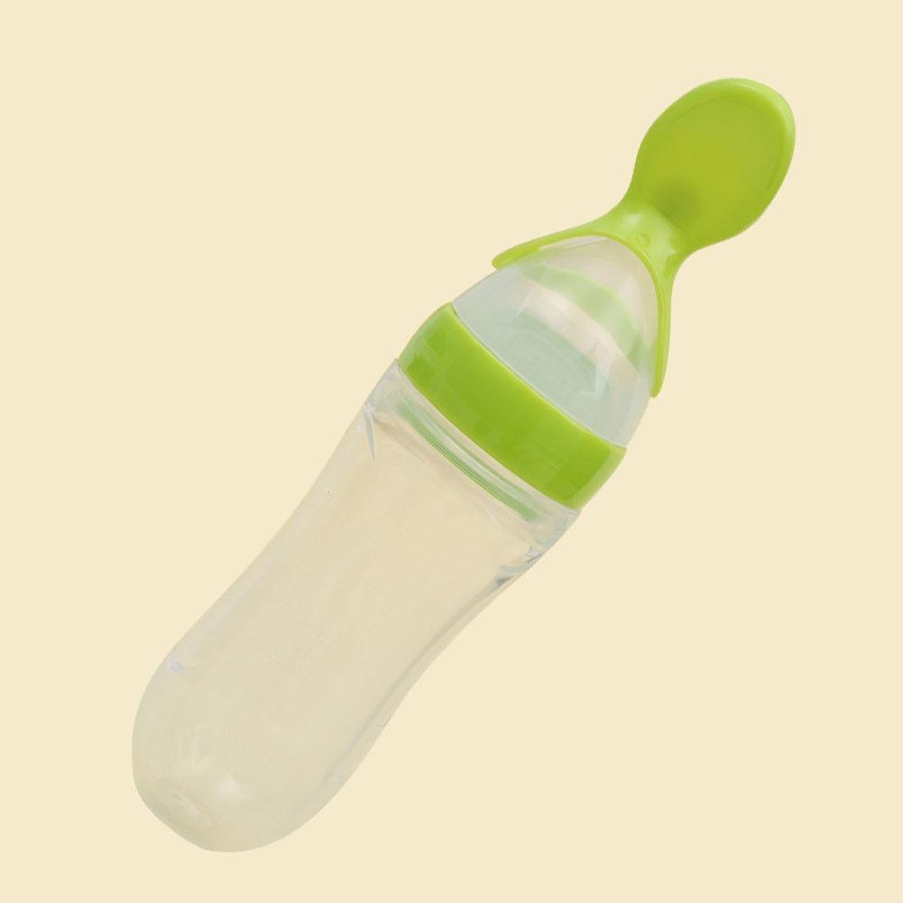 Baby's Silicone Safety Feeding Bottle with Spoon - Stylus Kids