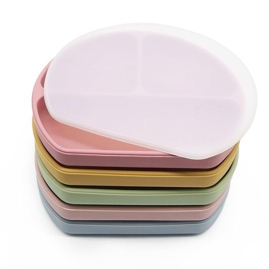 Silicone and Wood Baby Feeding Plate Set - Stylus Kids