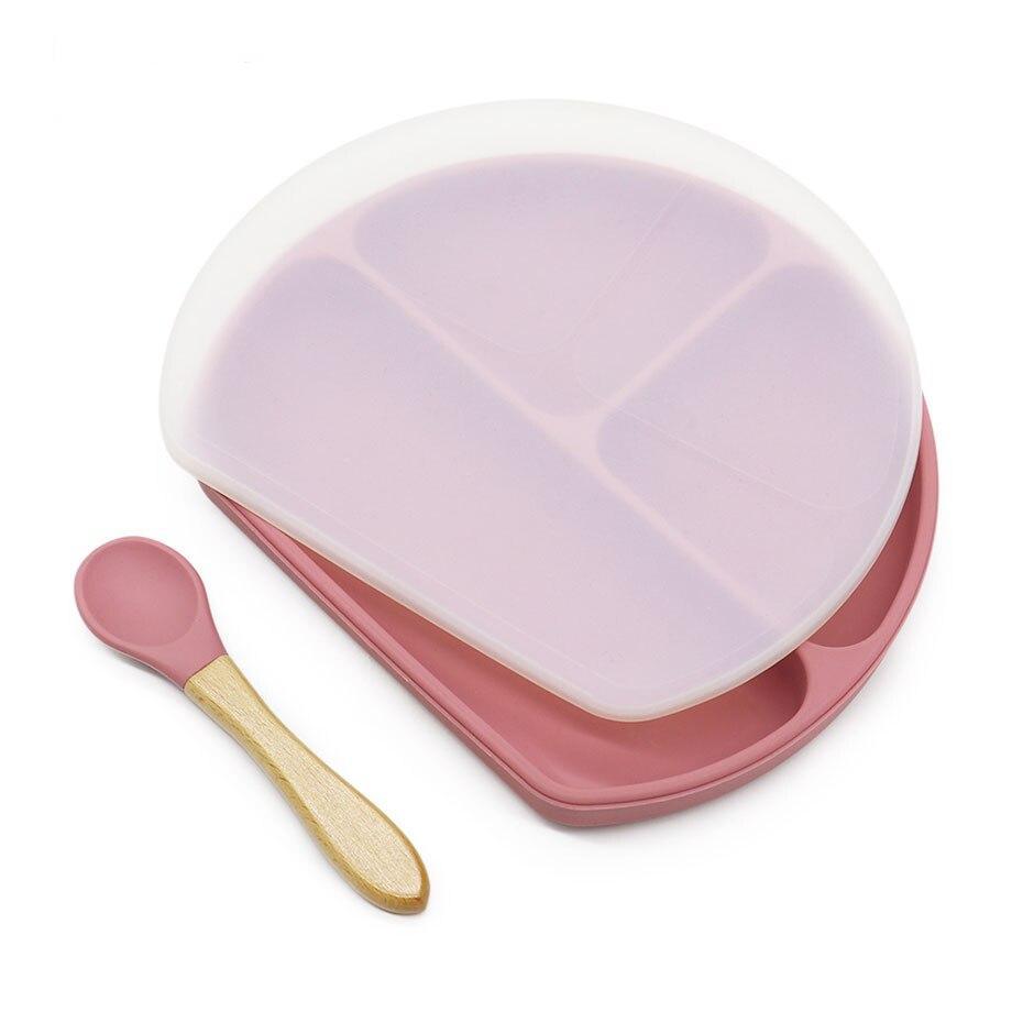 Silicone and Wood Baby Feeding Plate Set - Stylus Kids