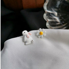 Cute Rabbit with Flowers Stud Earring for Girls - Stylus Kids