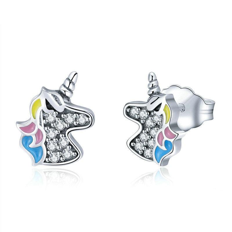Unicorn Shaped 925 Sterling Silver Stud Earrings - Stylus Kids