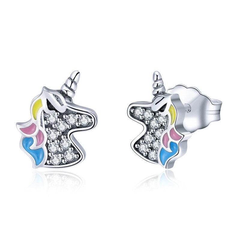 Unicorn Shaped 925 Sterling Silver Stud Earrings - Stylus Kids
