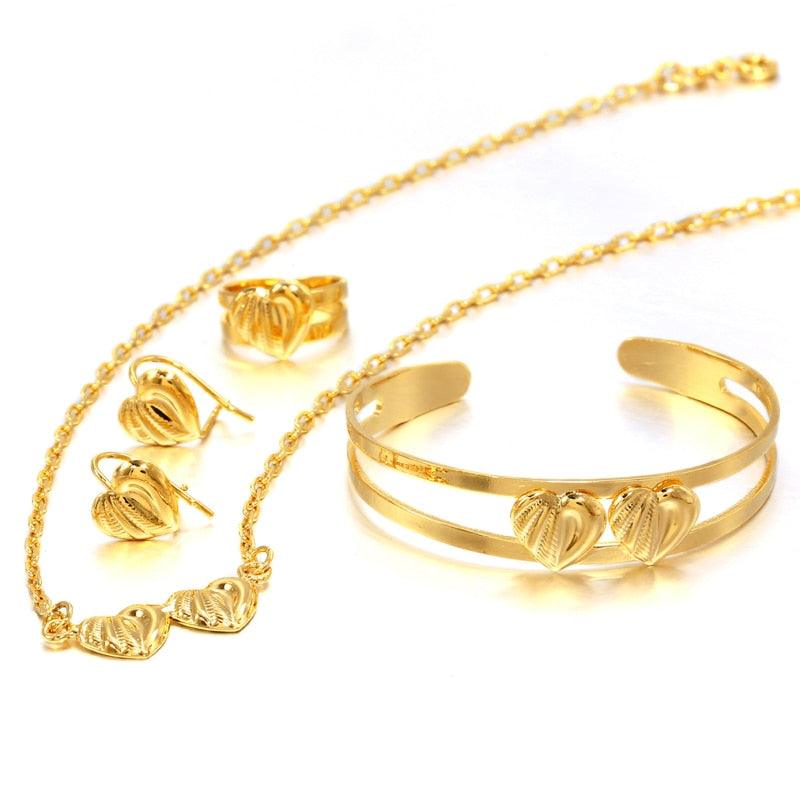 Gold Heart Patterned Jewelry Set - Stylus Kids