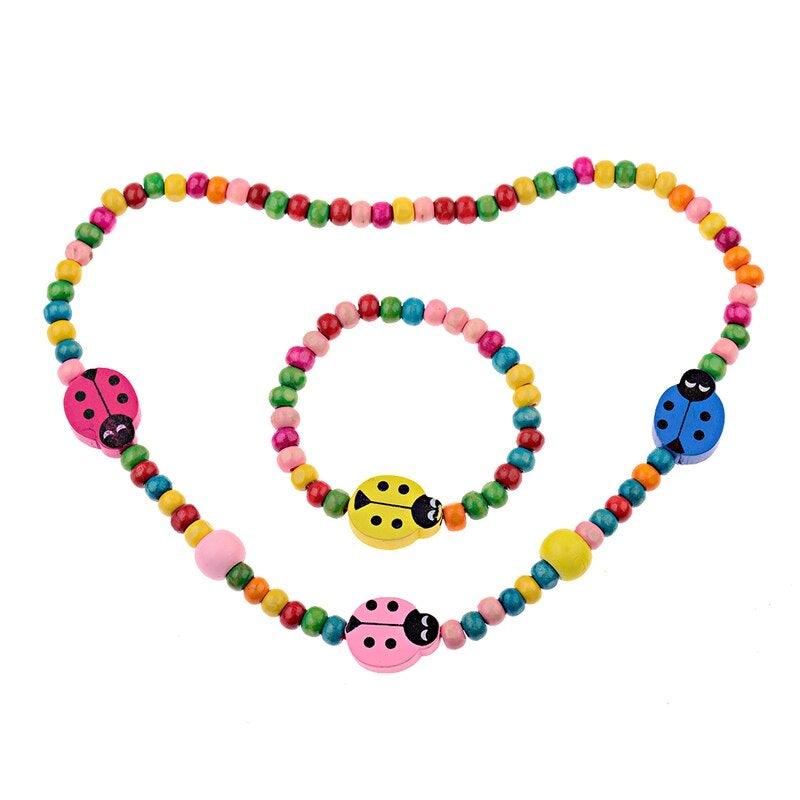 Girls' Colorful Wooden Necklace and Bracelet - Stylus Kids