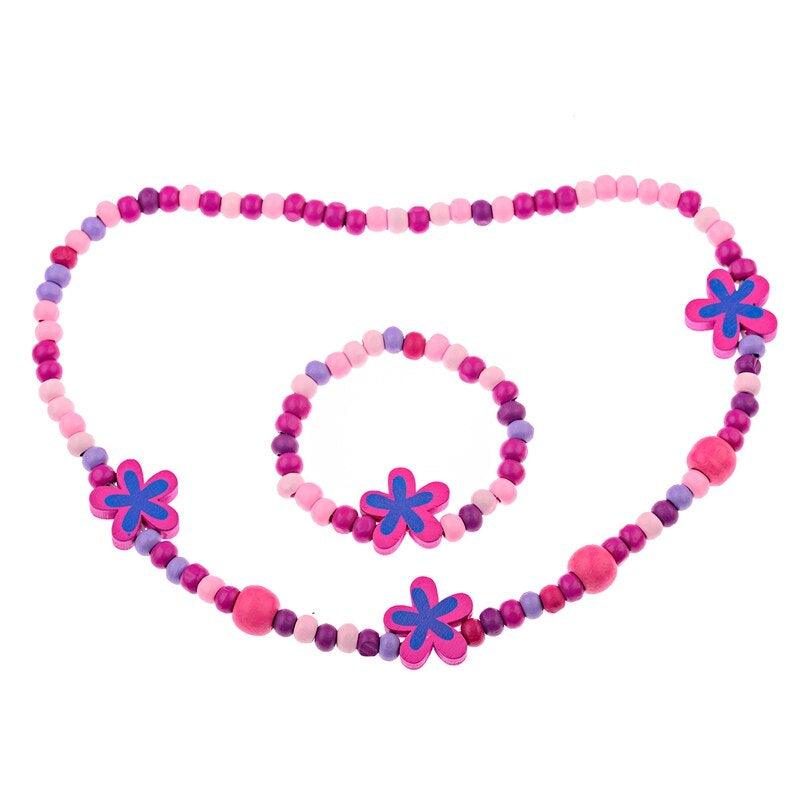 Girls' Colorful Wooden Necklace and Bracelet - Stylus Kids