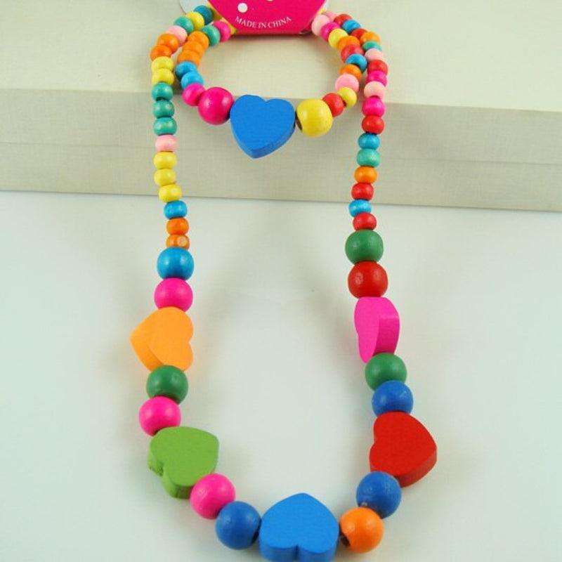 Girls' Colorful Wooden Necklace and Bracelet - Stylus Kids