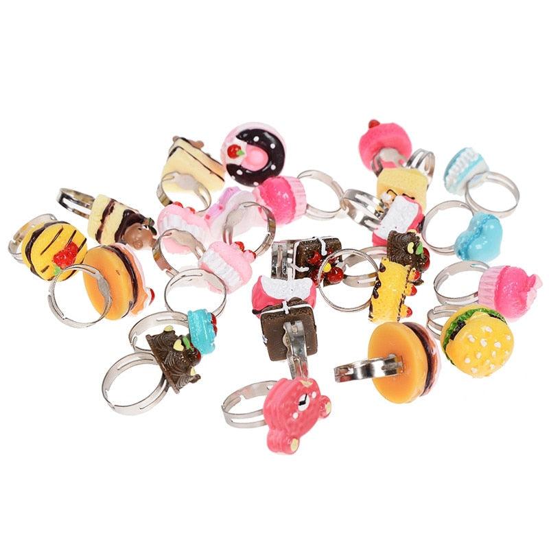 Cute Simulation Food Adjustable Rings Set for Girls - Stylus Kids