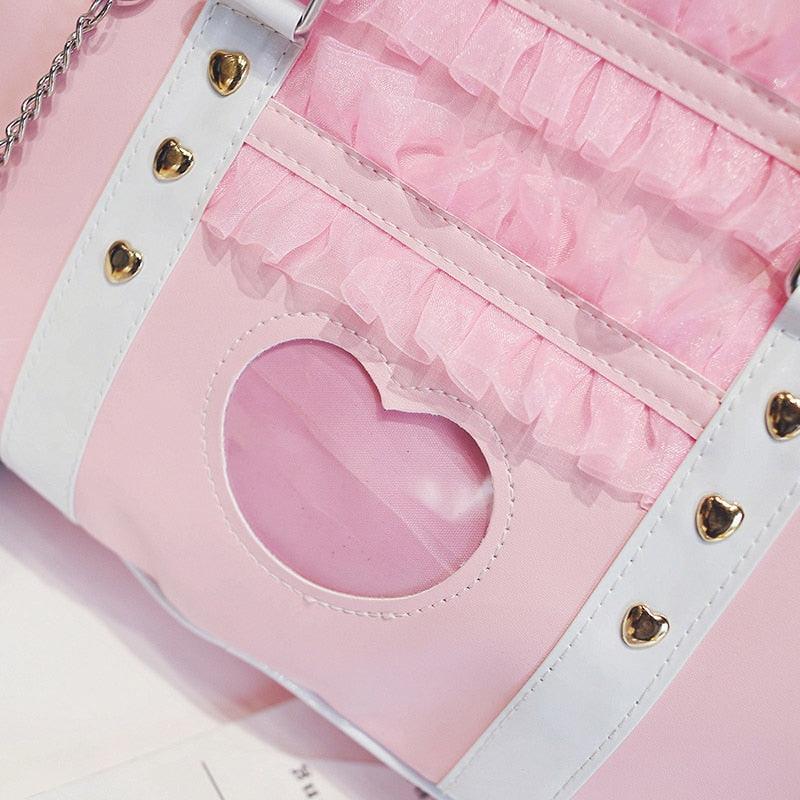 Women's Pink Kawaii Shoulder Bag with Lace Details - Stylus Kids