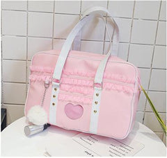 Women's Pink Kawaii Shoulder Bag with Lace Details - Stylus Kids
