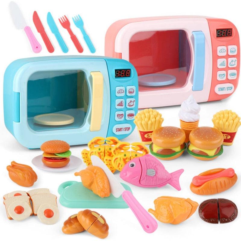 Kid's Kitchen Simulation Mini Microwave Oven with Cutting Toys Set - Stylus Kids