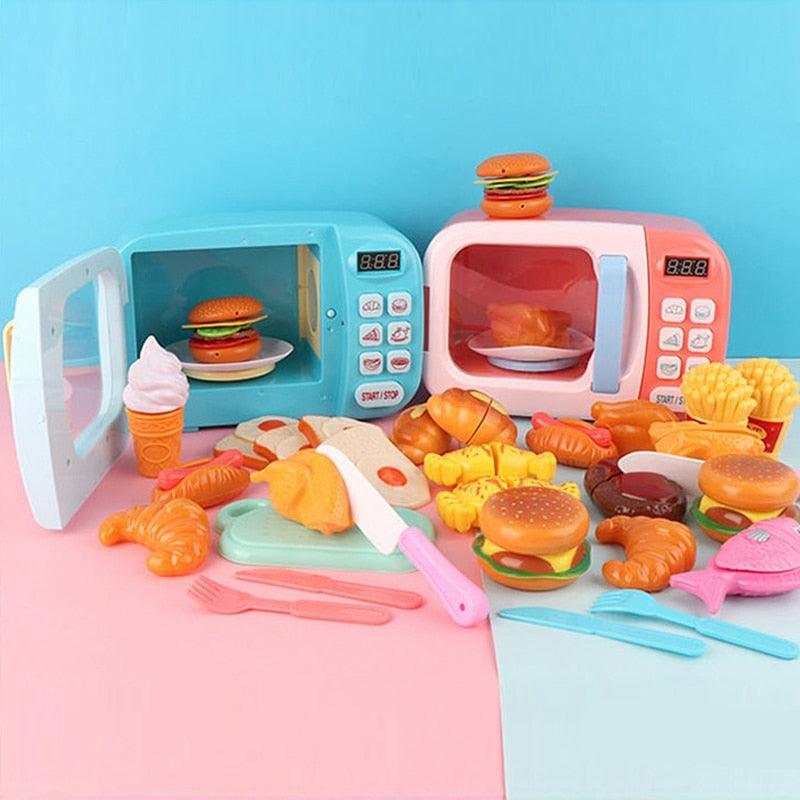 Kid's Kitchen Simulation Mini Microwave Oven with Cutting Toys Set - Stylus Kids