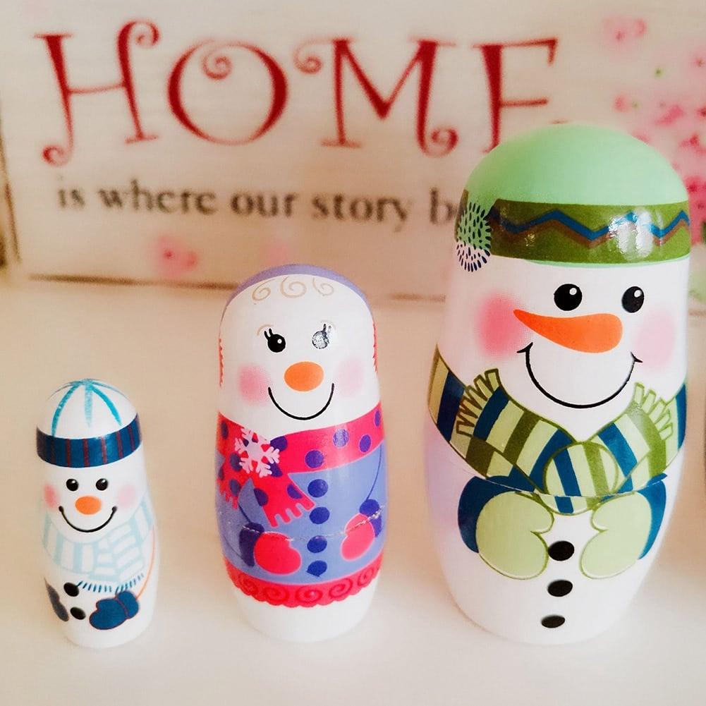 Christmass Wooden Nesting Doll 5 pcs Set - Stylus Kids