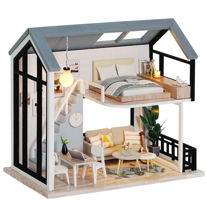 Miniature Three-Colored DIY Doll House with Furniture - Stylus Kids