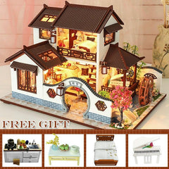Miniature DIY Doll House with Dust Cover and Music Box Kit - Stylus Kids