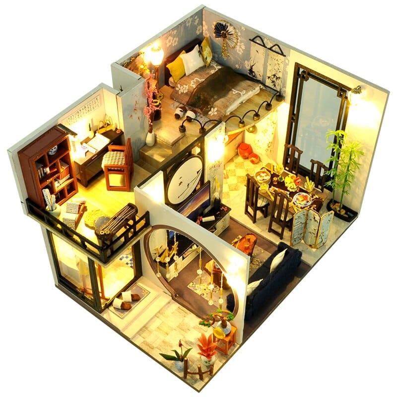 Modern Wooden DIY Doll House with LED Light - Stylus Kids