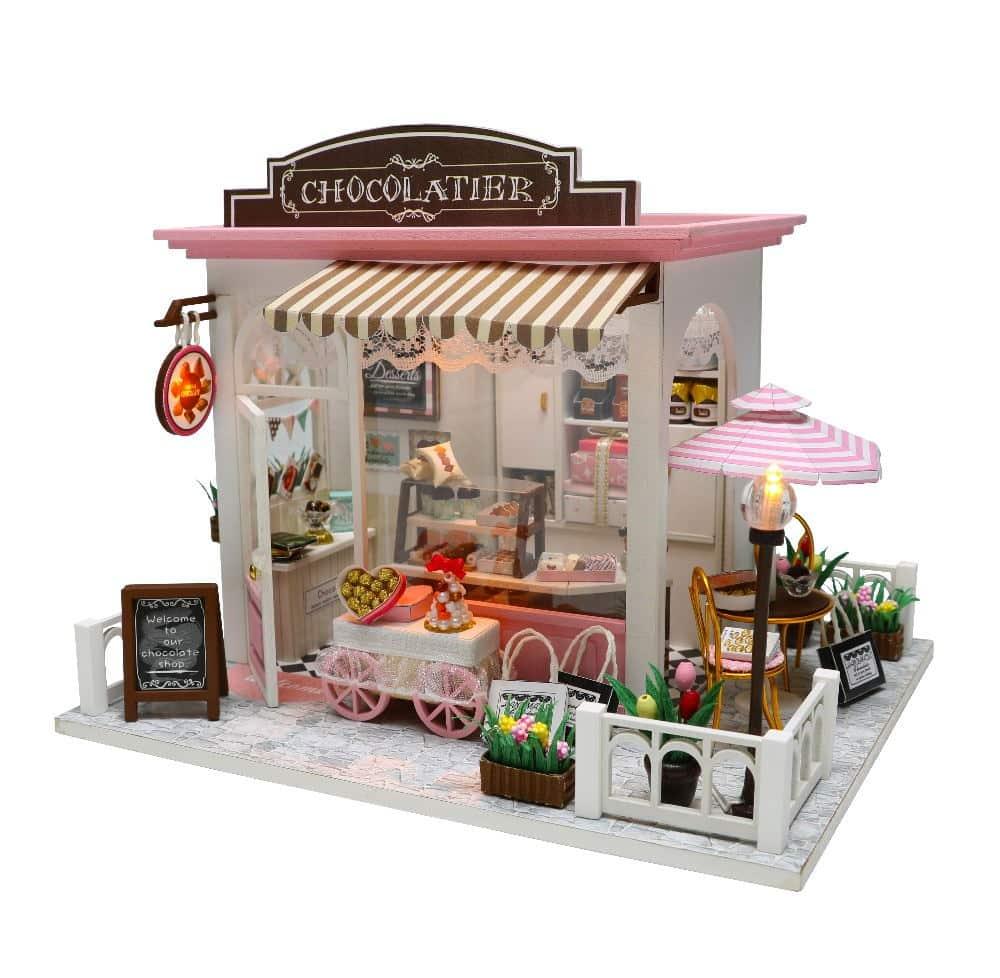 Miniature Chocolate Shop DIY Doll House with Furniture - Stylus Kids