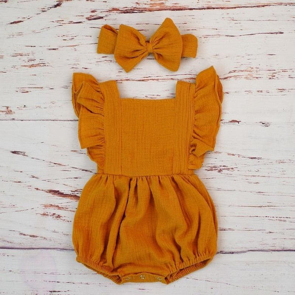 Cotton Romper and Headband with Bow - Stylus Kids