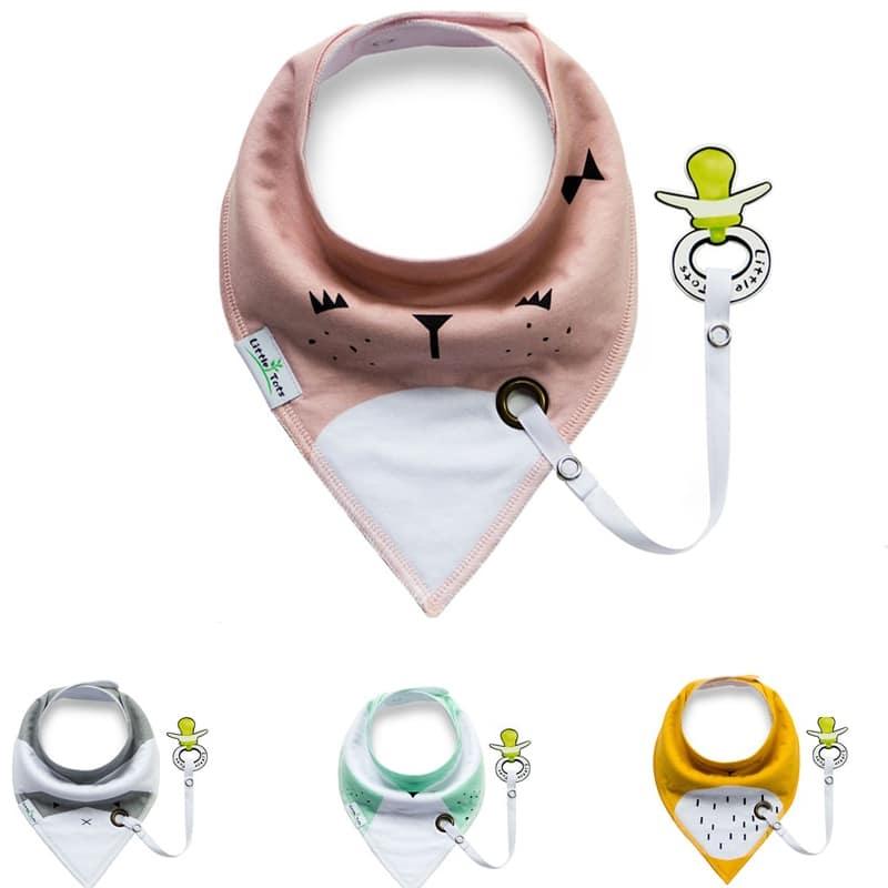 Cotton Baby Bibs with Pacifier Holder - Stylus Kids