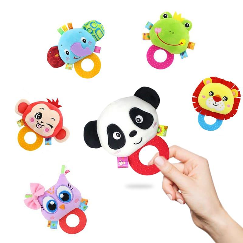 Cartoon Animal Shaped Baby's Hand Rattles with Silicone Teether - Stylus Kids