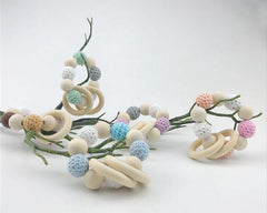 Montessori Beautiful Wooden Baby Rattles with Crochet Beads - Stylus Kids
