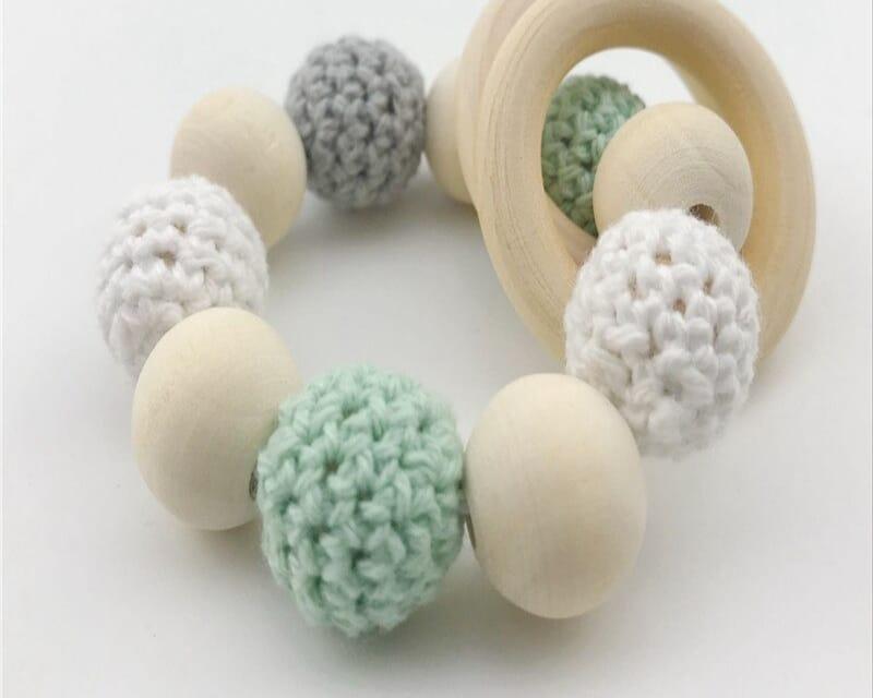 Montessori Beautiful Wooden Baby Rattles with Crochet Beads - Stylus Kids