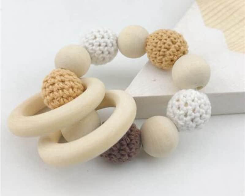 Montessori Beautiful Wooden Baby Rattles with Crochet Beads - Stylus Kids