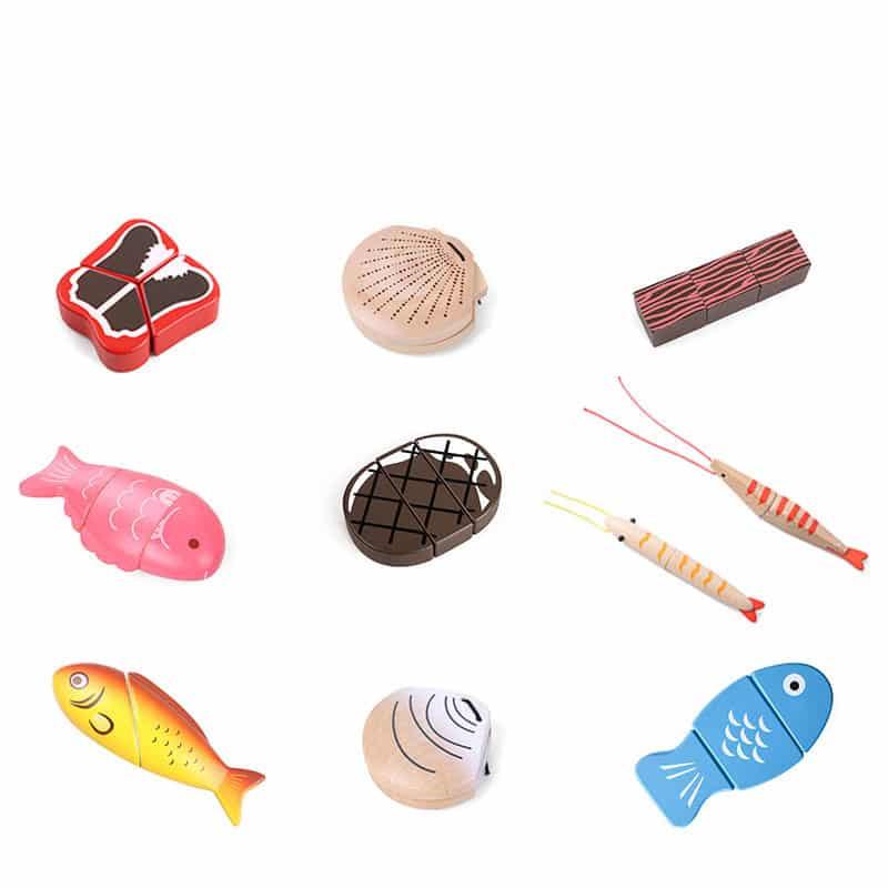 Montessori Educational Seafood Shape Wooden Kitchen Toys Set - Stylus Kids