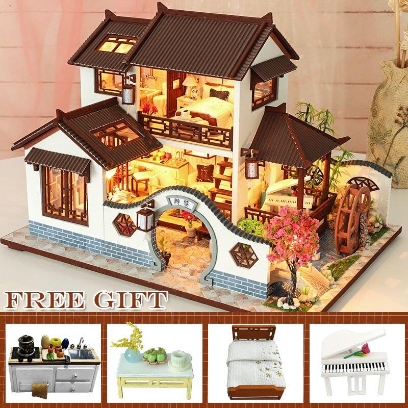 Luxury Miniature Wooden DIY Doll House with Furniture - Stylus Kids