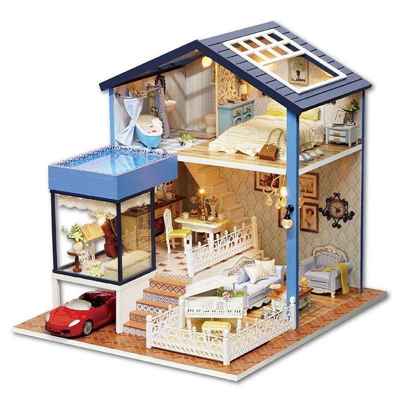 Miniature Multi Style Wooden DIY Doll House - Stylus Kids