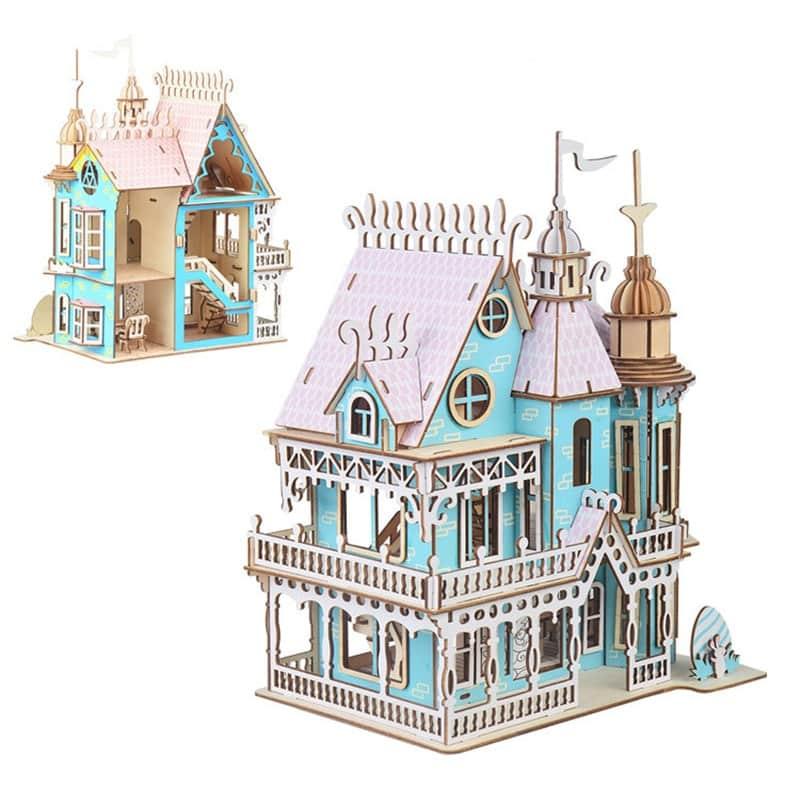 Miniature Wooden Castle DIY Doll House for Kids - Stylus Kids