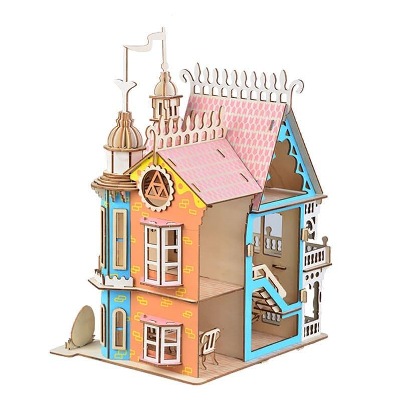 Miniature Wooden Castle DIY Doll House for Kids - Stylus Kids