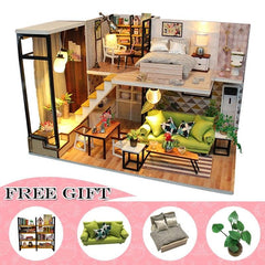 Miniature Modern Style Wooden DIY Doll House with Furniture - Stylus Kids