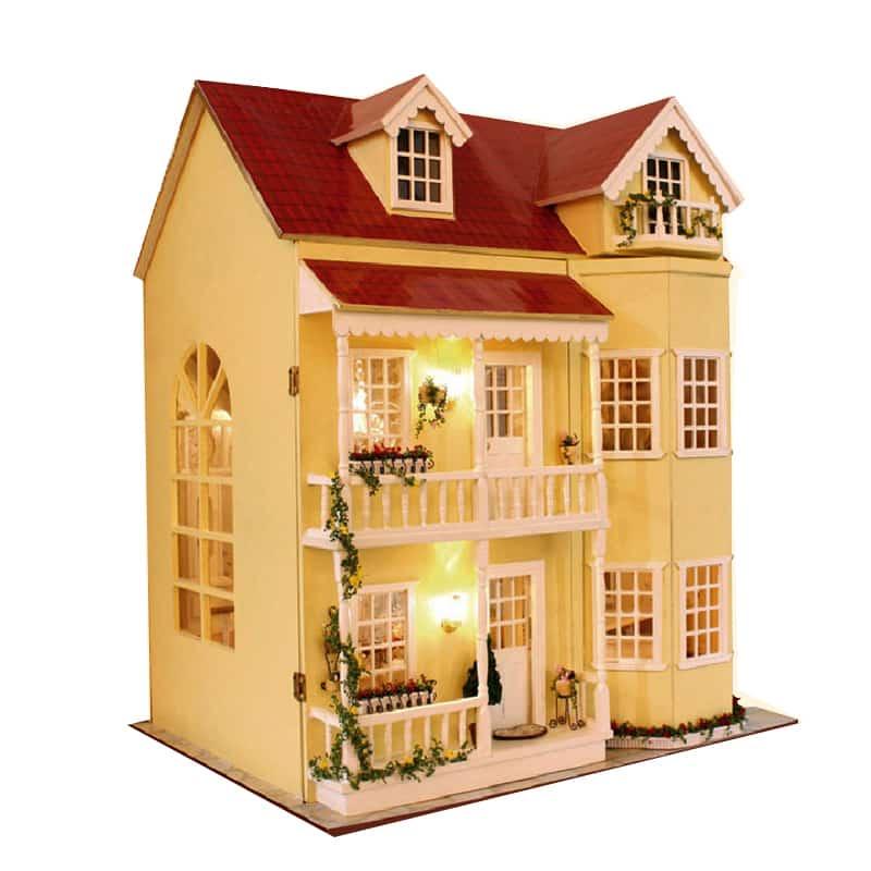 Large Size 3 Layers Mansion Shaped Puzzle Wooden Doll House - Stylus Kids