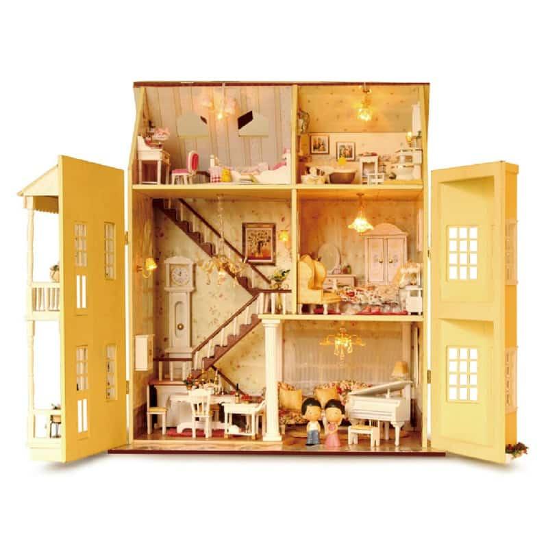 Large Size 3 Layers Mansion Shaped Puzzle Wooden Doll House - Stylus Kids