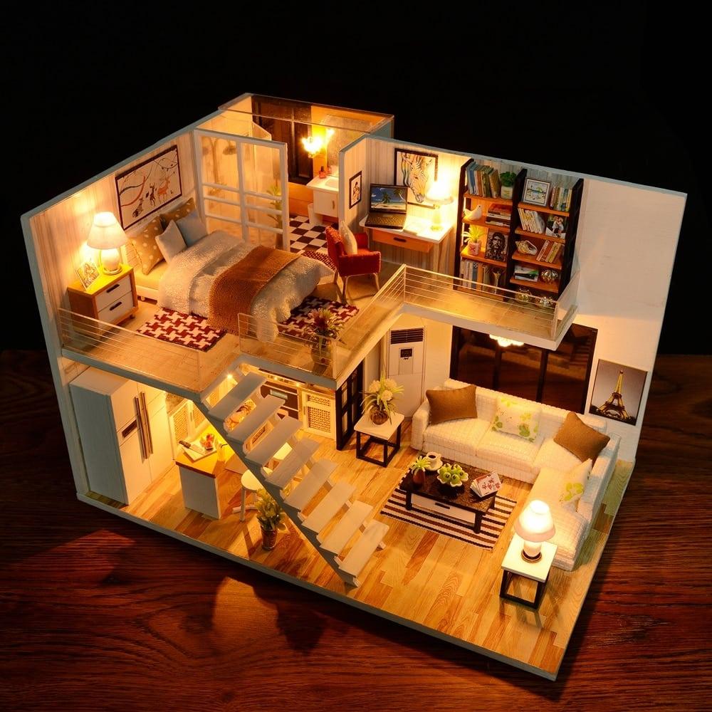 Miniature LED Light DIY Doll House with Furniture - Stylus Kids