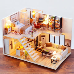 Miniature LED Light DIY Doll House with Furniture - Stylus Kids