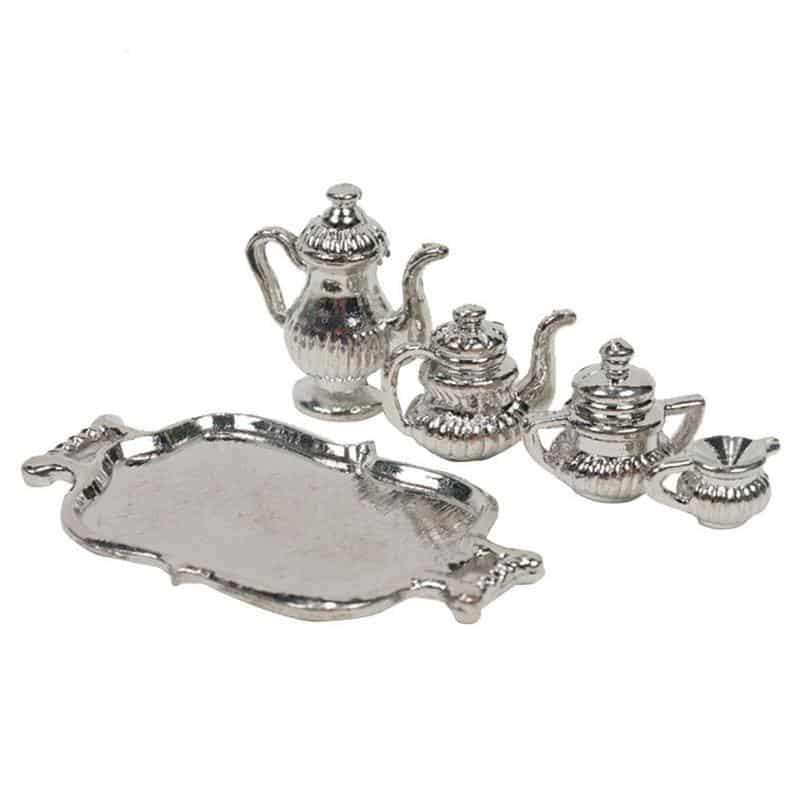Miniature Silver Teapot Set for Doll House - Stylus Kids