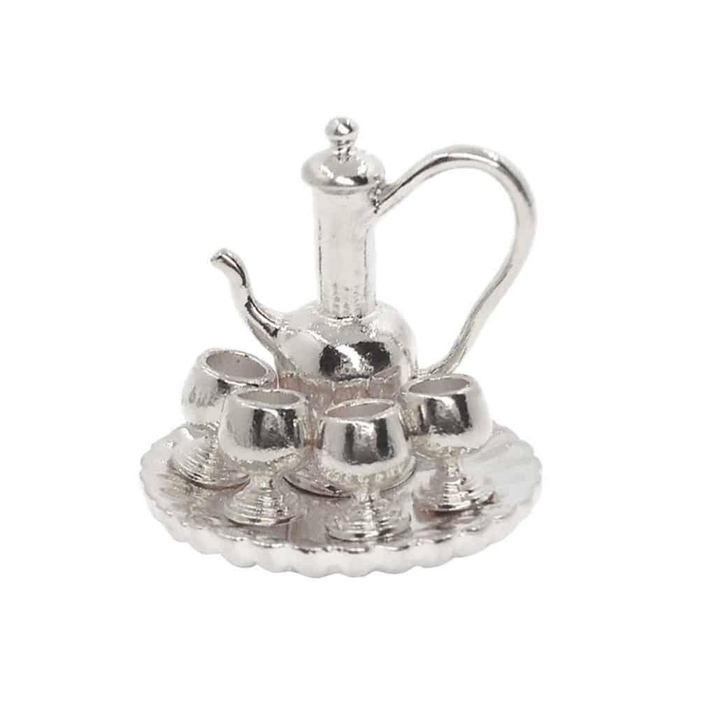 Miniature Silver/Golden Tea Set 6 pcs for Doll House - Stylus Kids