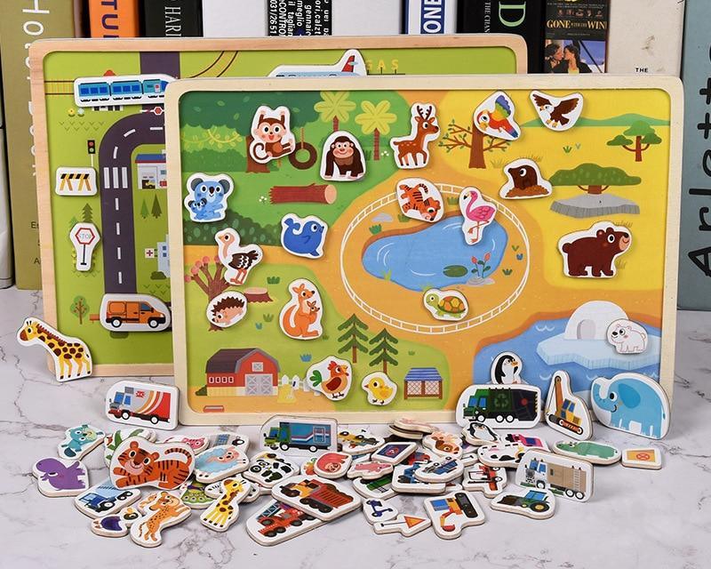Wooden Animal Traffic Magnetic Puzzle - Stylus Kids