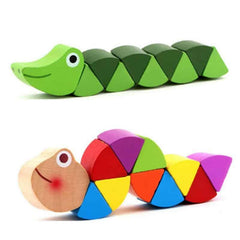 Kid's Wooden Caterpillar / Crocodile Shaped Toy - Stylus Kids