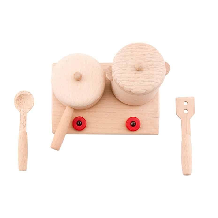 Kid's Natural Wooden Kitchen Toys Set - Stylus Kids