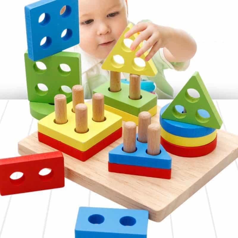 Baby's Wooden Building Blocks Montessori Toy - Stylus Kids
