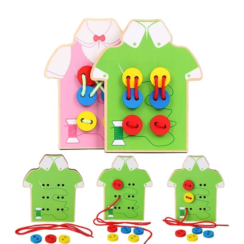 Wooden Button Sewing Learning Toy - Stylus Kids