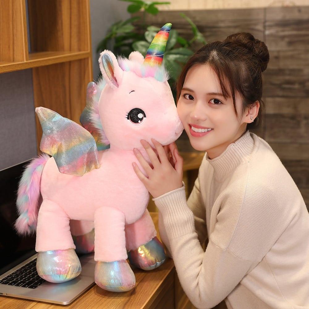 Unicorn Plush Toy with Rainbow Glowing Wings - Stylus Kids