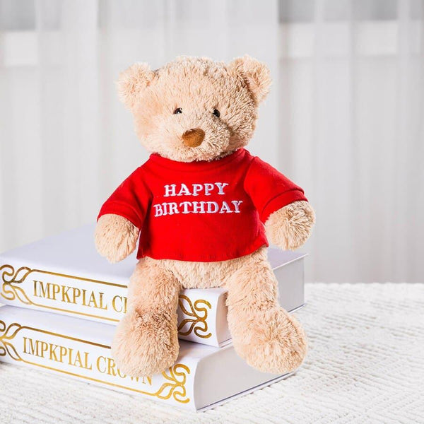 "Happy Birthday" Pattern Plush Teddy Bear Toy - Stylus Kids