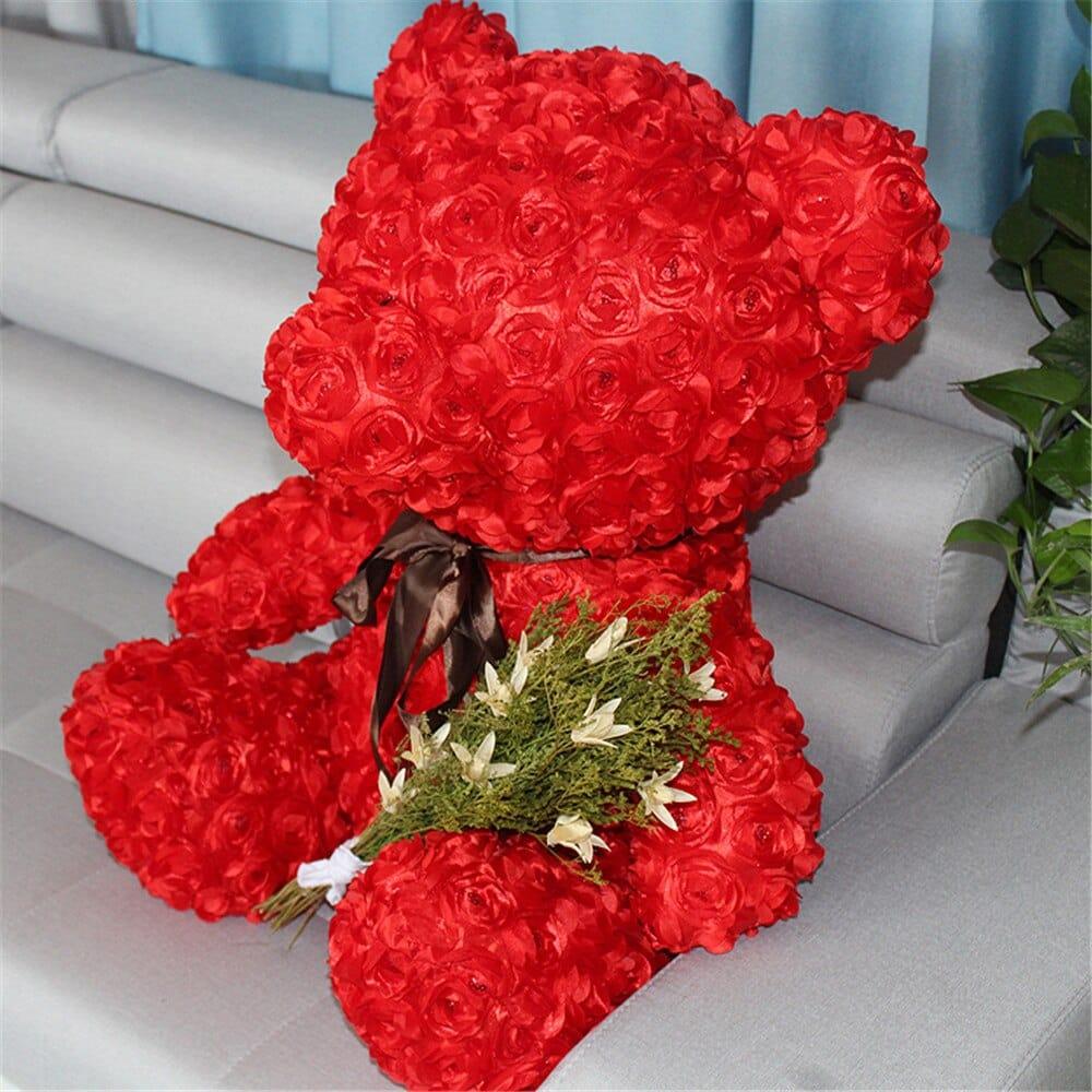 Red Rose Decorated Teddy Bear Toy - Stylus Kids