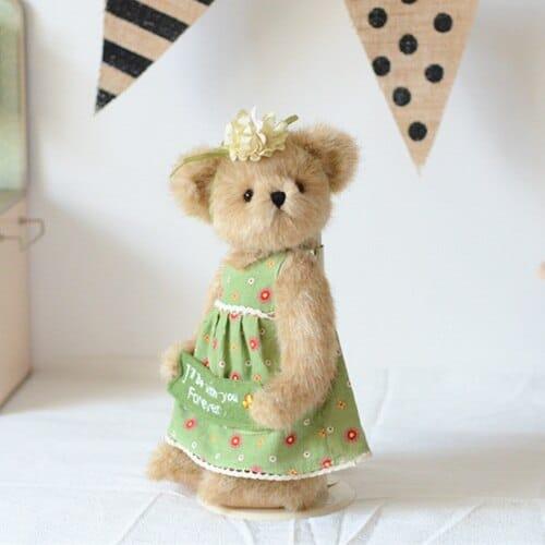 Stuffed Plush Teddy Bear with Green Dress - Stylus Kids