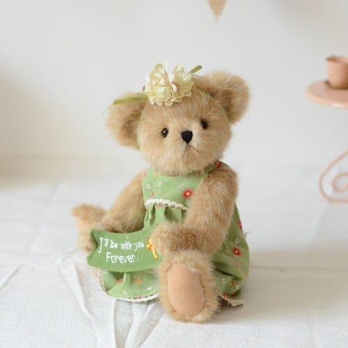 Stuffed Plush Teddy Bear with Green Dress - Stylus Kids