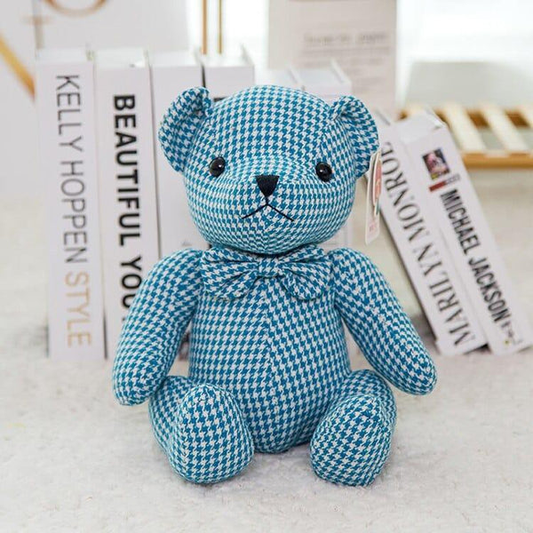 Plush Plaided Colorful Teddy Bear with Bow - Stylus Kids
