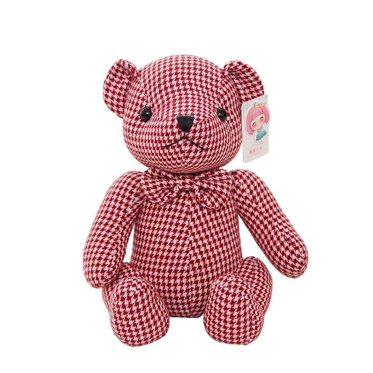 Plush Plaided Colorful Teddy Bear with Bow - Stylus Kids